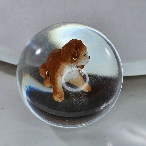 Hagen Renaker Scratching Puppy Figurine Sulfide Marble Paperweight Art Glass - Picture 5 of 8